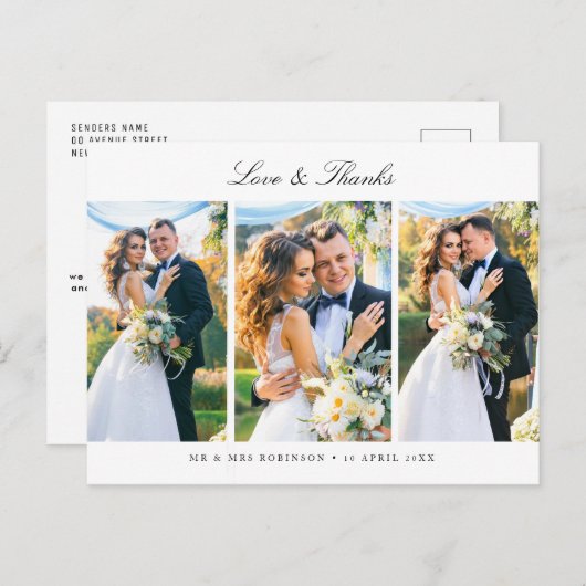Carte Postale mariage de script photo multiple (Devant / Derrière)