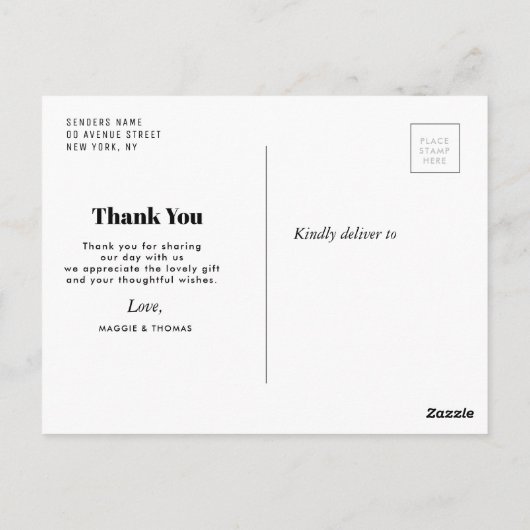 Carte Postale mariage de script photo multiple (Dos)