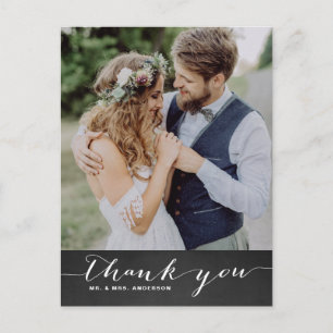 Carte Postale Mariage de script rustique Merci vertical II