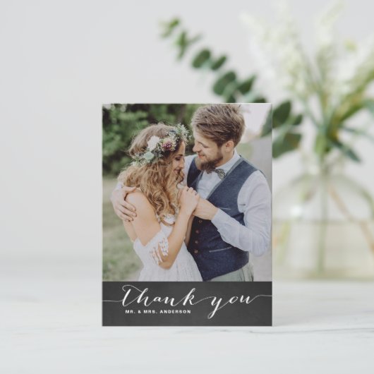 Carte Postale Mariage de script rustique Merci vertical II (Debout devant)