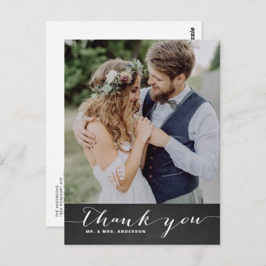 Carte Postale Mariage de script rustique Merci vertical II (Devant / Derrière)