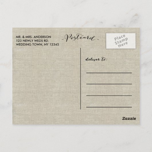 Carte postale Mariage de script simple (Dos)