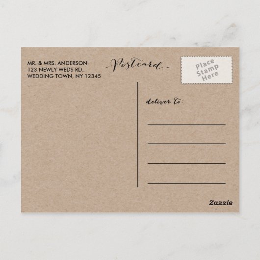 Carte postale Mariage de script simple (Dos)
