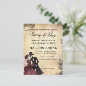 Carte Postale Mariage de squelette gothique rustique d'Halloween (Debout devant)