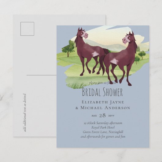 Carte Postale Mariage de style western rustique à thème équin (Devant / Derrière)