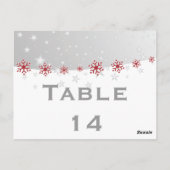 Carte Postale Mariage de table rouge argent gris flocon de neige (Dos)