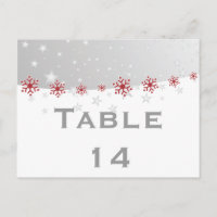 Mariage de table rouge argent gris flocon de neige