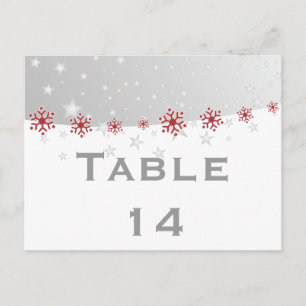 Carte Postale Mariage de table rouge argent gris flocon de neige