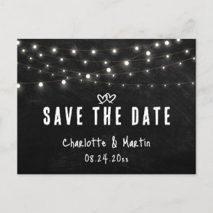 Carte Postale Mariage de tableau de bord noir de coeur rustique