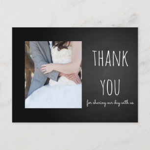 Carte Postale Mariage de tableau noir photo Merci