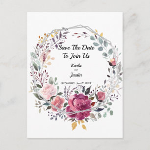 Carte Postale Mariage de tendance de trames florales argentées