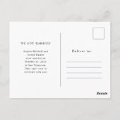 Carte Postale Mariage de texte et de photo simple et élégant (Dos)