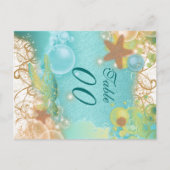 Carte Postale Mariage de thème de plage "numéro de table" (Devant)