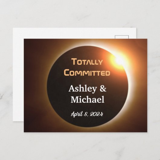 Carte Postale Mariage de thème Eclipse entièrement validé (Devant / Derrière)