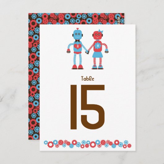 Carte Postale Mariage de thème Robot mignon (Devant / Derrière)