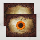 Carte Postale mariage de tournesol de l'ouest rustique merci (Devant / Derrière)