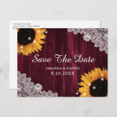 Carte Postale Mariage de tournesol en bois de Bourgogne Enregist (Devant / Derrière)