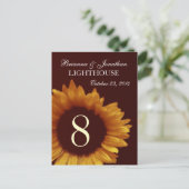 Carte Postale Mariage de tournesol or et chocolat Numéro de tabl (Debout devant)