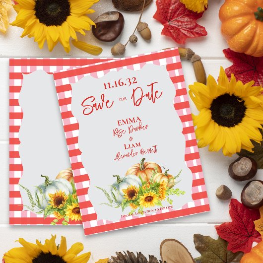 Carte Postale Mariage de tournesols Citrouille rustiques Sauvez