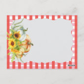 Carte Postale Mariage de tournesols Citrouille rustiques Sauvez (Dos)