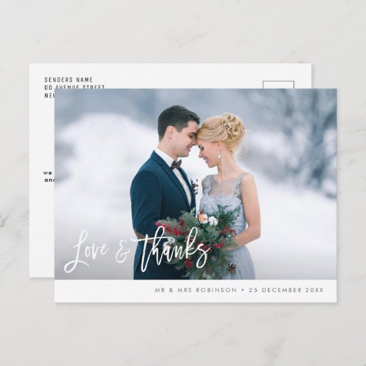 Carte Postale mariage de typographie de brosse moderne (Devant / Derrière)