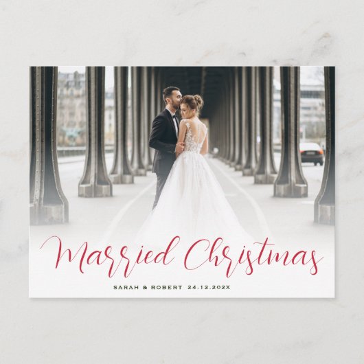 Carte Postale mariage de vacances de script moderne faire-part (Devant)