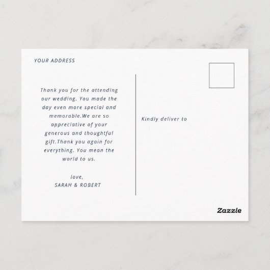 Carte Postale mariage de vacances en script rouge faire-part (Dos)