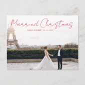 Carte Postale mariage de vacances en script rouge faire-part (Devant)