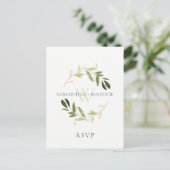 CARTE POSTALE MARIAGE D'EAU EN FOLIAGE VERT OR RSVP (Debout devant)