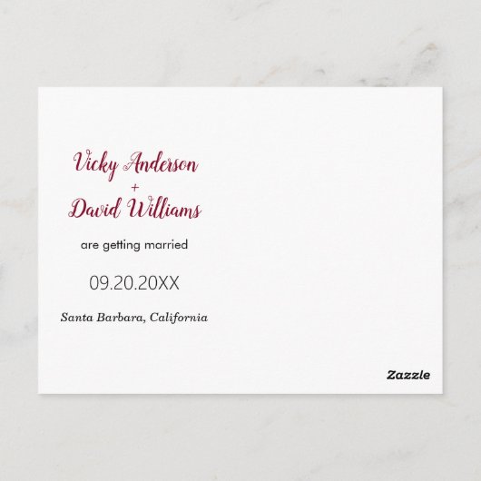 Carte Postale Mariage d'écriture bourguignonne moderne Enregistr (Dos)