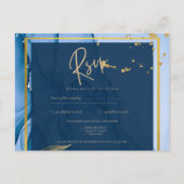Carte Postale Mariage d'encre d'alcool bleu LeahG® Navy (Devant)