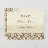 Carte postale Mariage Dentelle Damask Swirls (Devant / Derrière)