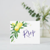 Carte Postale Mariage des citrons et verdure à l'aquarelle RSVP (Debout devant)