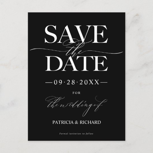 Carte Postale Mariage Design Moderne Enregistrer La Date Non Pho (Devant)