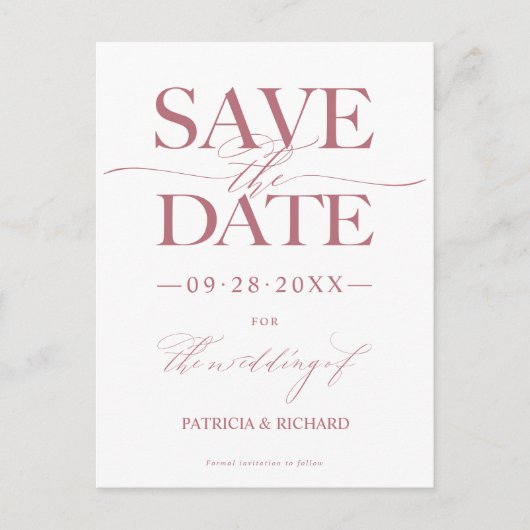 Carte Postale Mariage Design Moderne Enregistrer La Date Non Pho (Devant)
