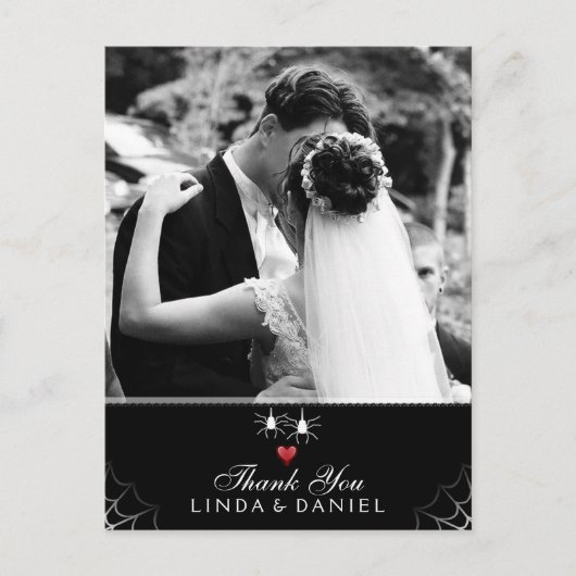Carte Postale Mariage d'Halloween Spider Merci gothique Photo (Devant)