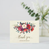 Carte Postale mariage d'hiver merci baies roses (Debout devant)