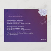 Carte Postale Mariage d'Hydrangea violet Direction Hébergement (Dos)