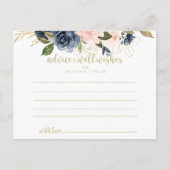 Carte Postale Mariage d'or floral Blush Navy (Devant)