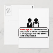 Carte Postale Mariage drôle (Devant / Derrière)