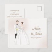 Carte Postale Mariage du couple esthétique blanc (Devant / Derrière)