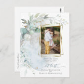 Carte Postale Mariage | Dusty Blue Over the Moon in Love (Devant / Derrière)