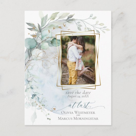Carte Postale Mariage | Dusty Blue Over the Moon in Love (Devant)