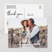 Carte Postale Mariage Écriture Manuscrite Noire Amour et Remerci (Devant / Derrière)