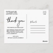 Carte Postale Mariage écriture noire manuscrite Amour et Merci (Dos)