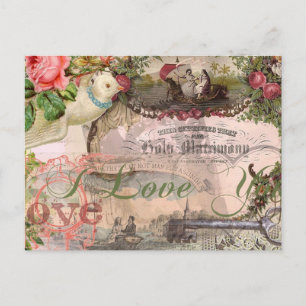 Carte Postale Mariage Élégant Antique Vintage Mariage Élégant