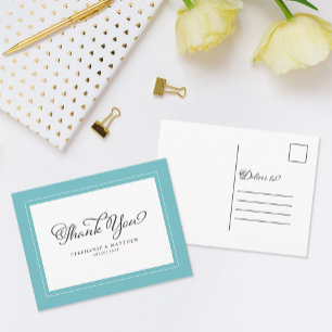Carte Postale Mariage Elegant Aqua Chic Frontières Modernes