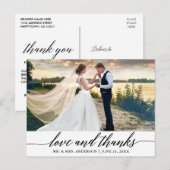 Carte Postale Mariage Élégant Calligraphie Moderne Amour et Reme (Devant / Derrière)