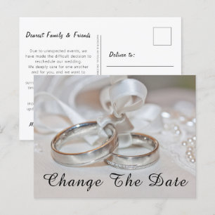 Carte Postale Mariage Élégant Changement de Date Enregistrez la