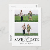 Carte Postale Mariage élégant Enregistrer La Date 2 Photo Collag (Devant / Derrière)